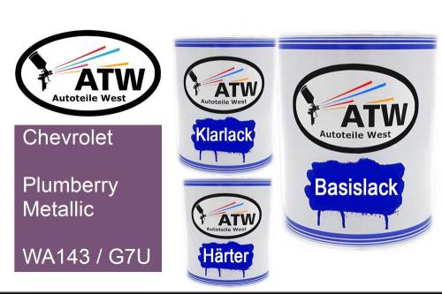 Chevrolet, Plumberry Metallic, WA143 / G7U: 1L Lackdose + 1L Klarlack + 500ml Härter - Set, von ATW Autoteile West.